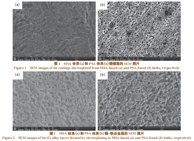 MSA与PSA体系电镀锡工艺对比1